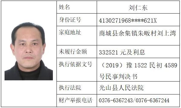 最新光山老赖名单