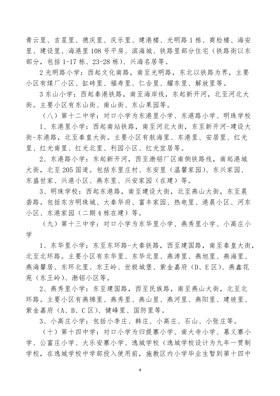 秦皇岛最新学区房划分